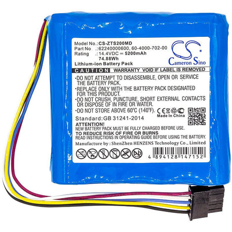 14.4V, Li-ion, 5200mAh, Medical battery fits Zimmer, 60-4000-702-00, 4000ts, Ats 2000, 74.88Wh Medical Cameron Sino Technology Limited (Medical)