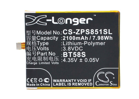 3.8V, Li-Polymer, 2100mAh, SmartPhone battery fits Zopo, Bt58s, 8510, Zp1000, 7.98Wh Mobile, SmartPhone Cameron Sino Technology Limited (Suspended)