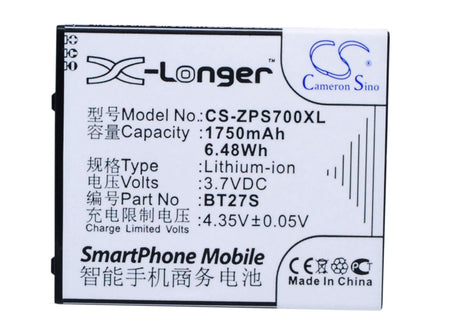 3.7V, Li-ion, 1750mAh, SmartPhone battery fits Zopo, Bt27s, 6530, Zp700, 6.48Wh Mobile, SmartPhone Cameron Sino Technology Limited (Suspended)