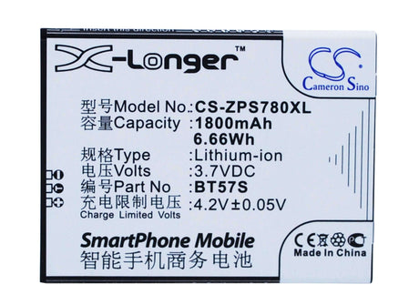 3.7V, Li-ion, 1800mAh, SmartPhone battery fits Zopo, Bt57s, 6560, Zp780, 6.66Wh Mobile, SmartPhone Cameron Sino Technology Limited (Smartphone)