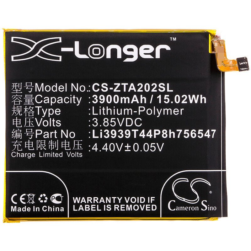 3.85V, Li-Polymer, 3900mAh, SmartPhone battery fits Zte, (V2),Li3939t44p8h756547, A2020, A2020n2, 15.02Wh Mobile, SmartPhone Cameron Sino Technology Limited (Smartphone)
