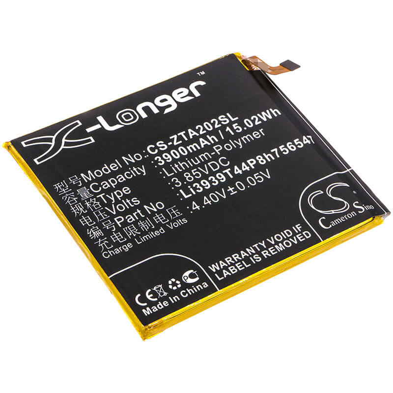 3.85V, Li-Polymer, 3900mAh, SmartPhone battery fits Zte, (V2),Li3939t44p8h756547, A2020, A2020n2, 15.02Wh Mobile, SmartPhone Cameron Sino Technology Limited (Smartphone)