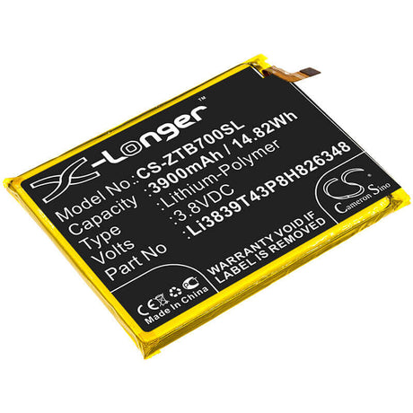 3.8V, Li-Polymer, 3900mAh, SmartPhone battery fits Zte, Li3839t43p8h826348, A7010, Blade A7 2020, 14.82Wh Mobile, SmartPhone Cameron Sino Technology Limited (Smartphone)