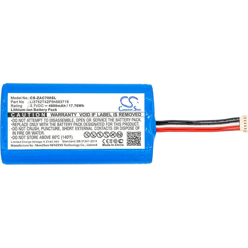 3.7V, Li-ion, 4800mAh, Hotspot battery fits Zte, Li3752t42p5h683719, Ac70, 17.76Wh Hotspot Cameron Sino Technology Limited