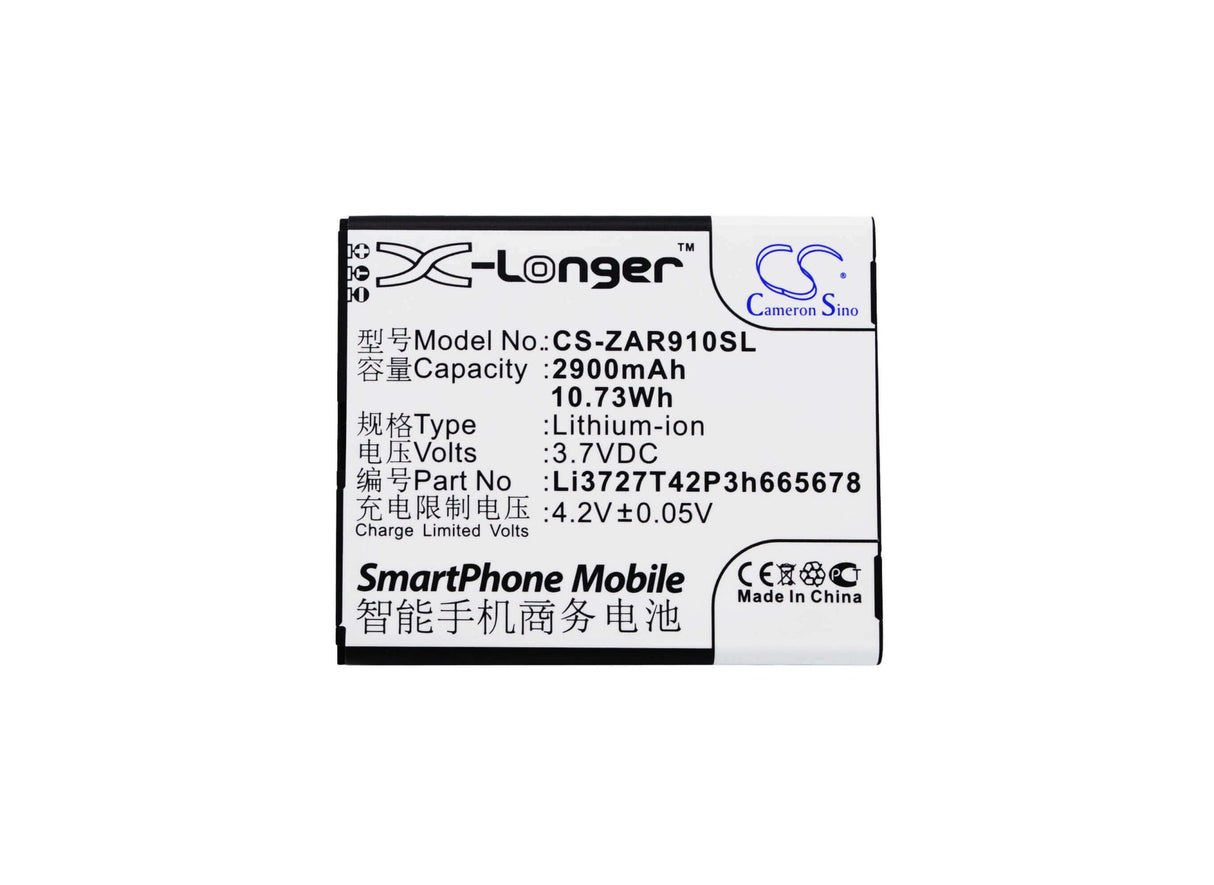 3.7V, Li-ion, 2900mAh, Hotspot battery fits Zte, Li3727t42p3h665678, Ar910, Ar910-a, 10.73Wh Hotspot Cameron Sino Technology Limited