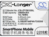 3.85V, Li-ion, 2800mAh, SmartPhone battery fits Zte, Li3928t44p4h735350, Avid Trio, Q802t, 10.78Wh Mobile, SmartPhone Cameron Sino Technology Limited (Smartphone)