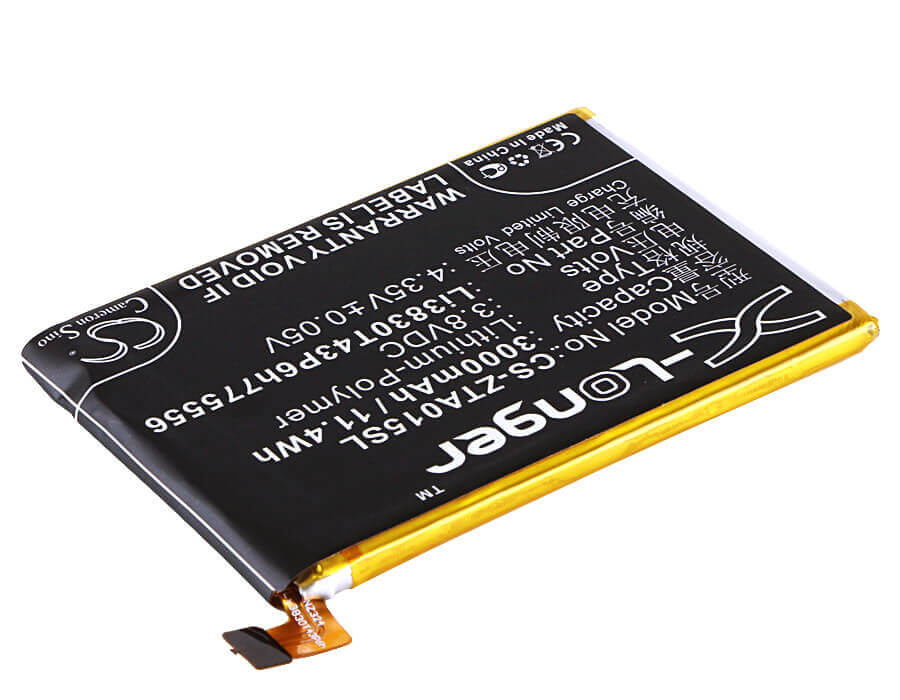 3.8V, Li-Polymer, 3000mAh, SmartPhone battery fits Zte, Li3830t43p6h775556, Axon A1, Axon A1p, 11.4Wh Mobile, SmartPhone Cameron Sino Technology Limited (Smartphone)