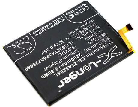 3.8V, Li-Polymer, 2200mAh, SmartPhone battery fits Zte, Li3822t43p3h725640, Ba510, Blade A510, 8.36Wh Mobile, SmartPhone Cameron Sino Technology Limited (Smartphone)