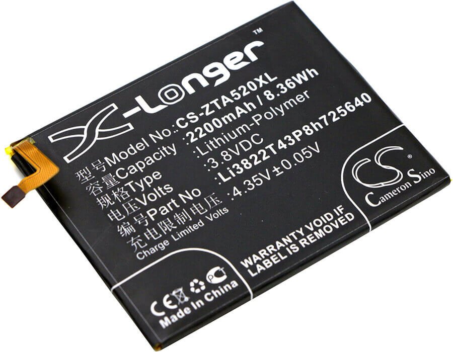 3.8V, Li-Polymer, 2200mAh, SmartPhone battery fits Zte, Li3822t43p3h725640, Ba510, Blade A510, 8.36Wh Mobile, SmartPhone Cameron Sino Technology Limited (Smartphone)