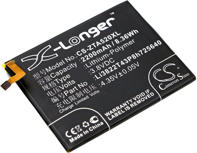 3.8V, Li-Polymer, 2200mAh, SmartPhone battery fits Zte, Li3822t43p3h725640, Ba510, Blade A510, 8.36Wh Mobile, SmartPhone Cameron Sino Technology Limited (Smartphone)