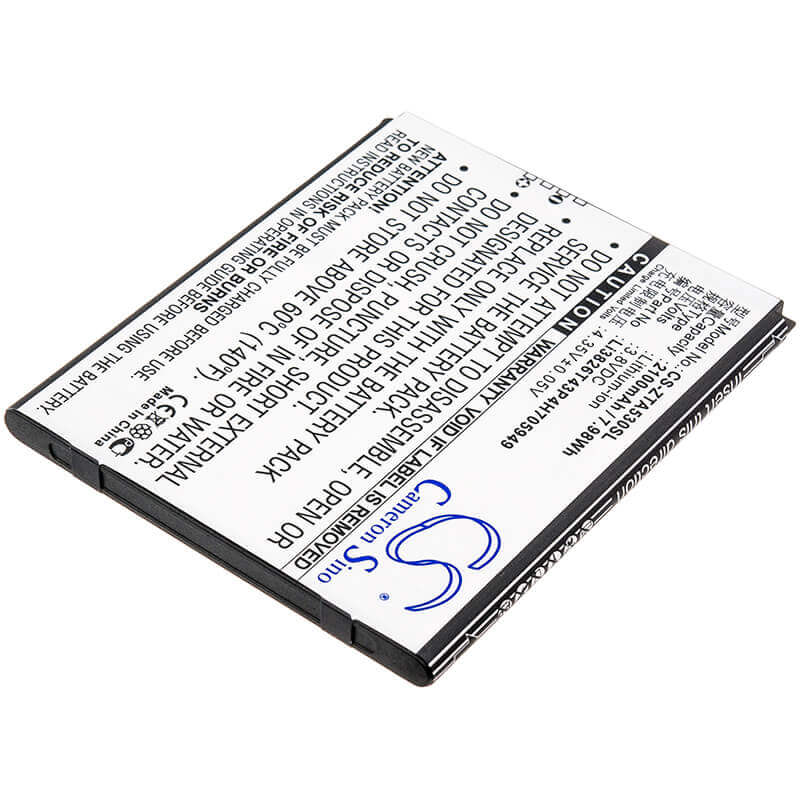 3.8V, Li-ion, 2100mAh, SmartPhone battery fits Zte, Li3826t43p4h705949, Ba530, Ba606, 7.98Wh Mobile, SmartPhone Cameron Sino Technology Limited (Smartphone)