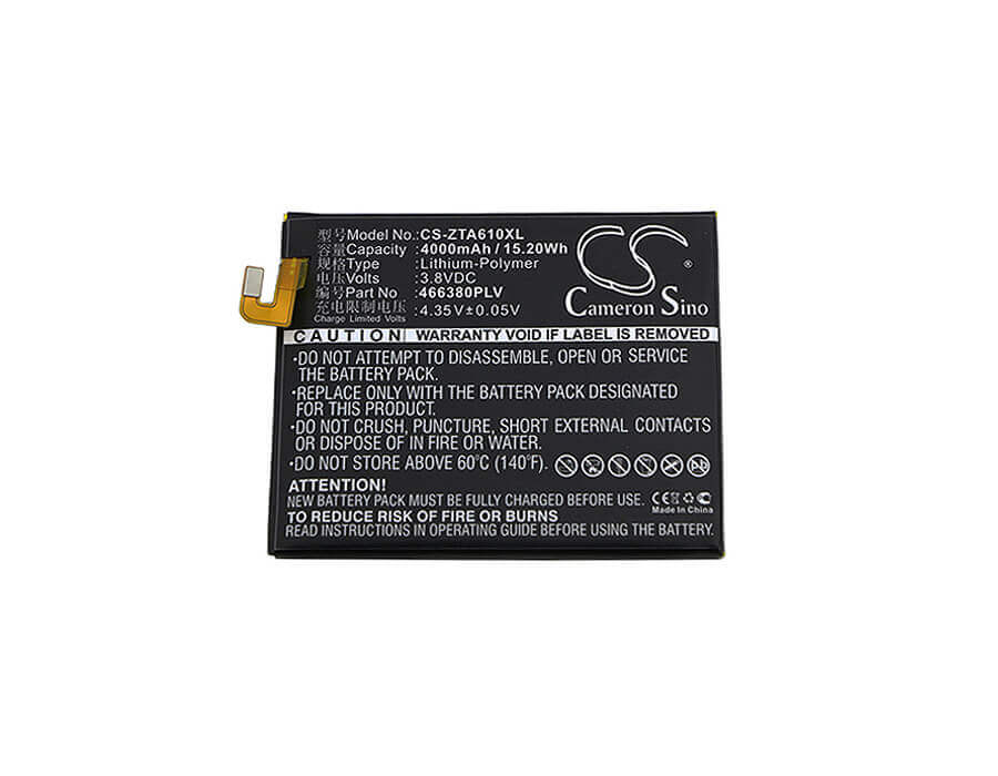 3.8V, Li-Polymer, 4000mAh, SmartPhone battery fits Zte, 466380plv, Ba610, Ba610c, 15.2Wh Mobile, SmartPhone Cameron Sino Technology Limited (Smartphone)