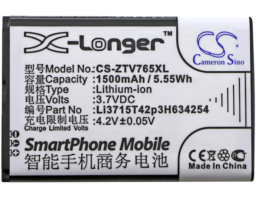 3.7V, Li-ion, 1500mAh, SmartPhone battery fits Zte, Li3715t42p3h634254, Blade G, Leo Q1, 5.55Wh Mobile, SmartPhone Cameron Sino Technology Limited (Smartphone)