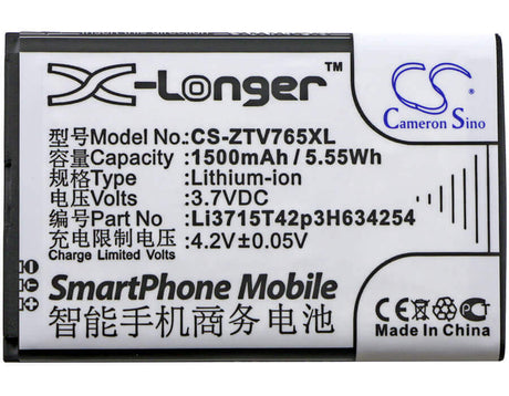 3.7V, Li-ion, 1500mAh, SmartPhone battery fits Zte, Li3715t42p3h634254, Blade G, Leo Q1, 5.55Wh Mobile, SmartPhone Cameron Sino Technology Limited (Smartphone)