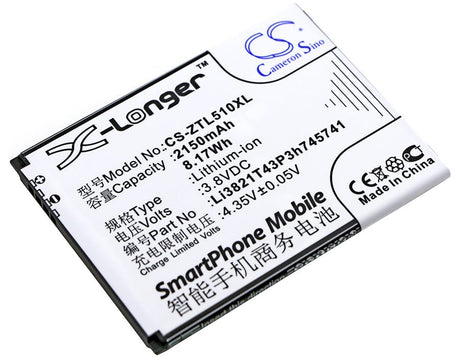 3.8V, Li-ion, 2150mAh, SmartPhone battery fits Nos, Zte, Li3821t43p3h745741, Novu Ii, 8.17Wh Mobile, SmartPhone Cameron Sino Technology Limited (Smartphone)