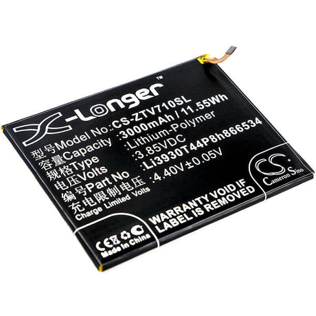 3.85V, Li-Polymer, 3000mAh, SmartPhone battery fits Zte, Li3930t44p8h866534, Blade V7 Max, Blade V7 Max Dual Sim, 11.55Wh Mobile, SmartPhone Cameron Sino Technology Limited (Smartphone)