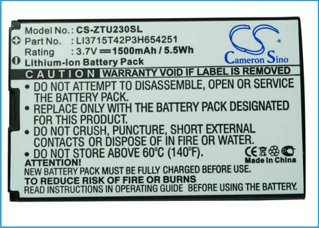 3.7V, Li-ion, 1200mAh, Hotspot battery fits B-mobile, Verizon, Li3711t42p3h354246, Home Base Z700, Home Base Z700a, 4.44Wh Hotspot Cameron Sino Technology Limited