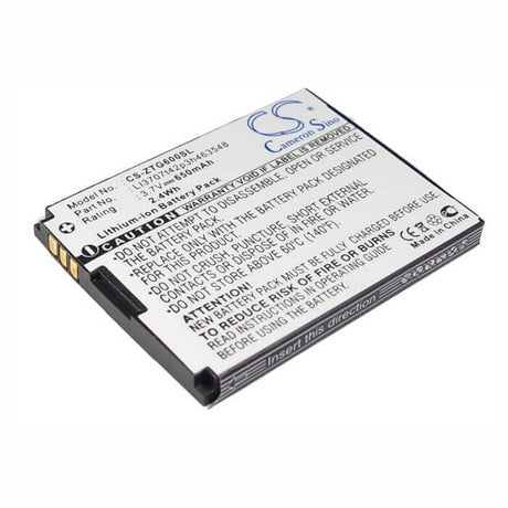 3.7V, Li-ion, 650mAh, SmartPhone battery fits Zte, Li3704t42p3h463548, G6, 2.41Wh Mobile, SmartPhone Cameron Sino Technology Limited (Smartphone)