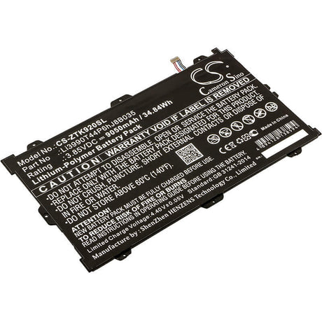 3.85V, Li-Polymer, 9050mAh, Tablet battery fits Zte, Li3990t44p6hj8b035, K92, Primetime, 34.84Wh Tablet Cameron Sino Technology Limited