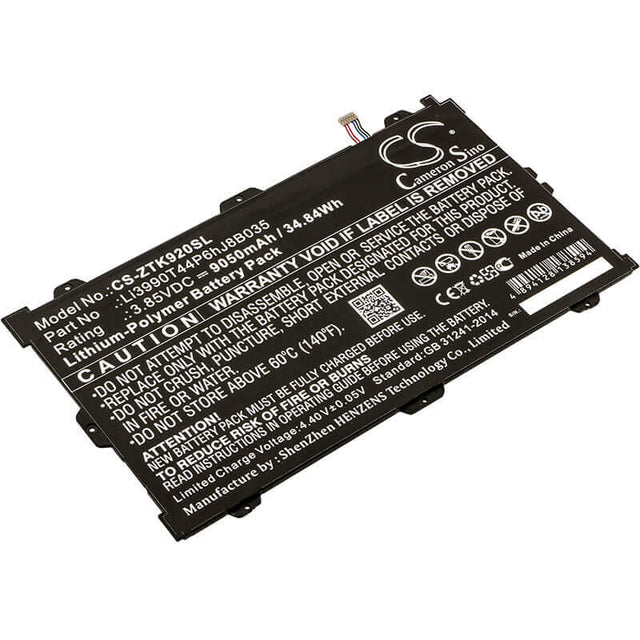 3.85V, Li-Polymer, 9050mAh, Tablet battery fits Zte, Li3990t44p6hj8b035, K92, Primetime, 34.84Wh Tablet Cameron Sino Technology Limited