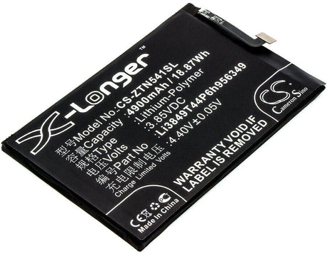 3.85V, Li-Polymer, 4900mAh, SmartPhone battery fits Zte, Nubia, Li3849t44p6h956349, N1, Nx541j, 18.87Wh Mobile, SmartPhone Cameron Sino Technology Limited (Smartphone)