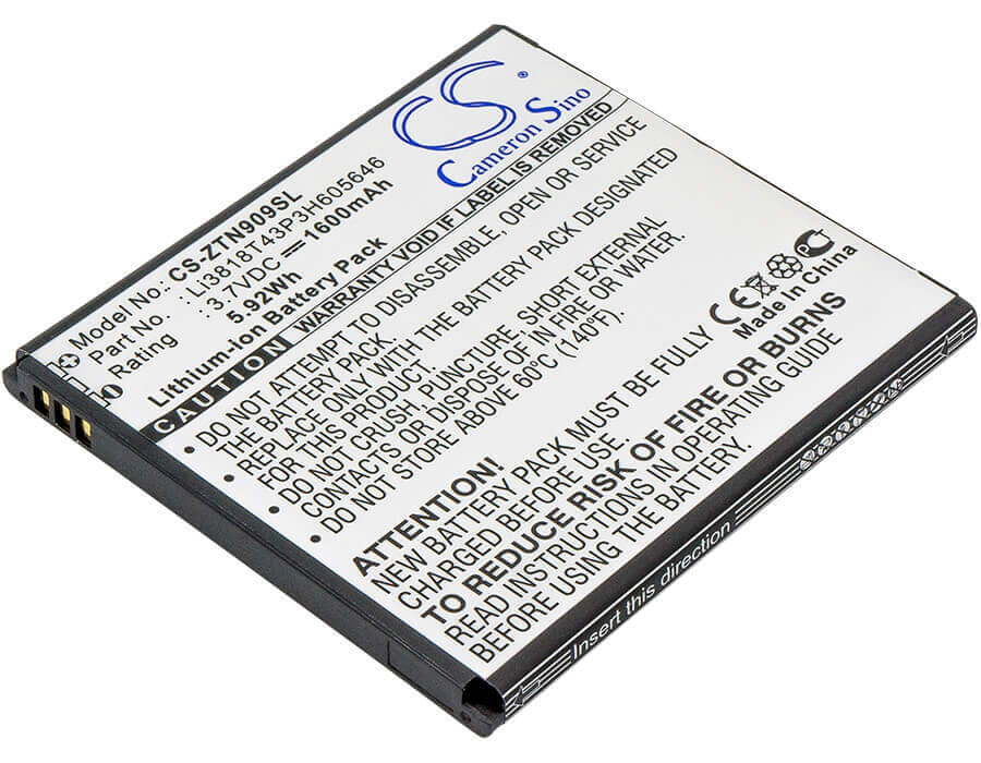 3.7V, Li-ion, 1600mAh, SmartPhone battery fits Srf, Zte, Li3715t42p3h605646, Startrall 4, 5.92Wh Mobile, SmartPhone Cameron Sino Technology Limited (Smartphone)