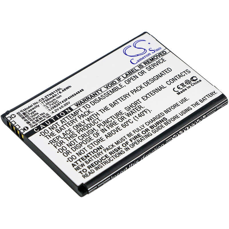 3.7V, Li-ion, 1750mAh, SmartPhone battery fits Zte, Li3820t43p4h694848, 6098b, Maven 3, 6.48Wh Mobile, SmartPhone Cameron Sino Technology Limited (Smartphone)