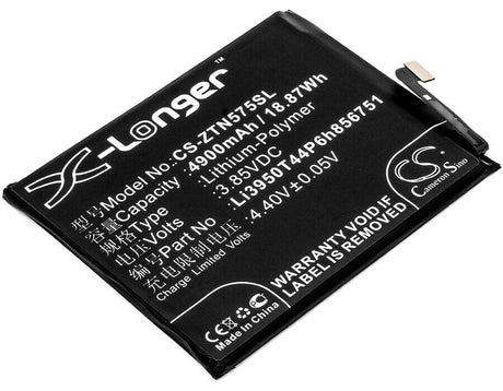 3.85V, Li-Polymer, 4900mAh, SmartPhone battery fits Zte, Nubia, Li3950t44p6h856751, N2, N2 Dual Sim, 18.87Wh Mobile, SmartPhone Cameron Sino Technology Limited (Smartphone)