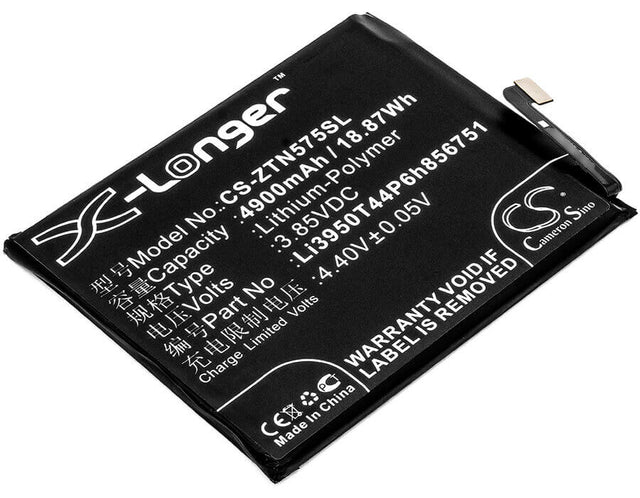 3.85V, Li-Polymer, 4900mAh, SmartPhone battery fits Zte, Nubia, Li3950t44p6h856751, N2, N2 Dual Sim, 18.87Wh Mobile, SmartPhone Cameron Sino Technology Limited (Smartphone)