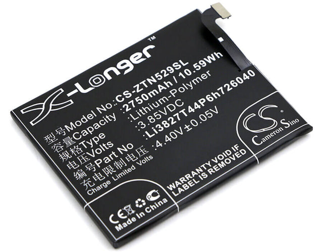 3.85V, Li-Polymer, 2750mAh, SmartPhone battery fits Zte, Li3827t44p6h726040, Nubia Z11 Mini, Nx529, 10.59Wh Mobile, SmartPhone Cameron Sino Technology Limited (Smartphone)