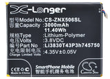3.8V, Li-Polymer, 3000mAh, SmartPhone battery fits Zte, Li3830t43p3h745750, Nubia Z7, Nubia Z7 Dual Sim, 11.4Wh Mobile, SmartPhone Cameron Sino Technology Limited (Suspended)