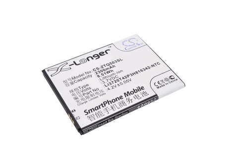 3.7V, Li-ion, 2300mAh, SmartPhone battery fits Zte, Li3720t42p3h816342, Q503c, Q503u, 8.51Wh Mobile, SmartPhone Cameron Sino Technology Limited (Suspended)