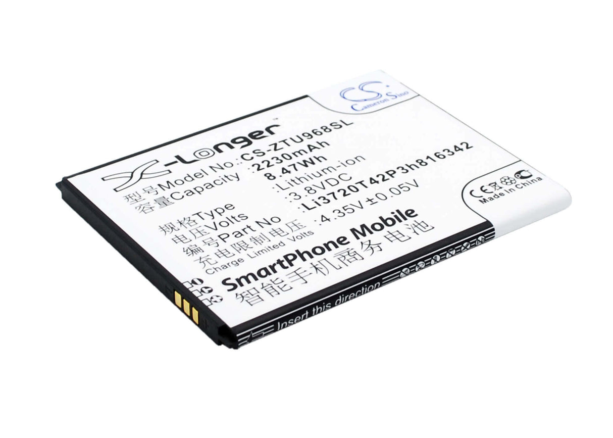 3.8V, Li-ion, 2230mAh, SmartPhone battery fits Zte, Li3720t42p3h816342, N968, Q508, 8.47Wh Mobile, SmartPhone Cameron Sino Technology Limited (Smartphone)
