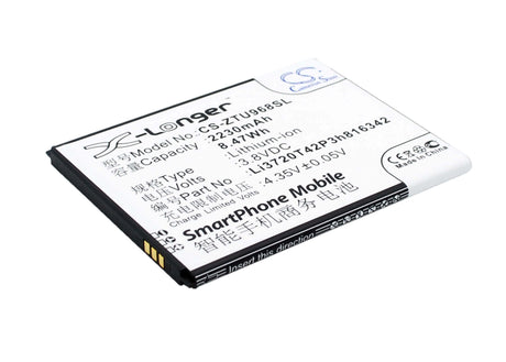 3.8V, Li-ion, 2230mAh, SmartPhone battery fits Zte, Li3720t42p3h816342, N968, Q508, 8.47Wh Mobile, SmartPhone Cameron Sino Technology Limited (Smartphone)