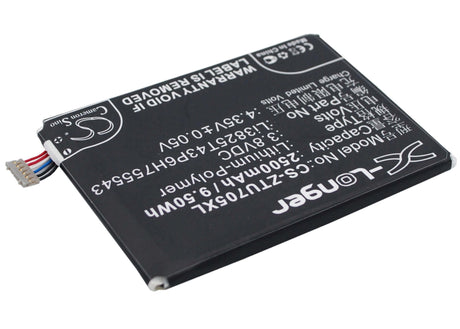 3.8V, Li-Polymer, 2500mAh, SmartPhone battery fits Telstra, Zte, Li3825t43p6h755543, T84, Tough Max, 9.5Wh Mobile, SmartPhone Cameron Sino Technology Limited (Smartphone)