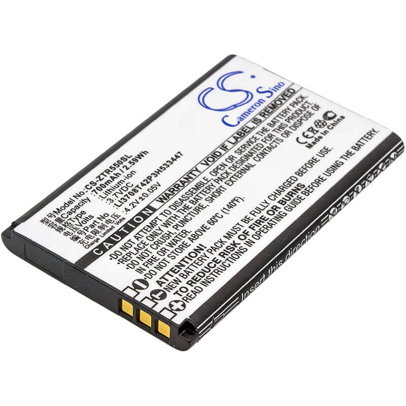3.7V, Li-ion, 700mAh, SmartPhone battery fits Zte, Li3708t42p3h533447, R550, 2.59Wh Mobile, SmartPhone Cameron Sino Technology Limited (Smartphone)