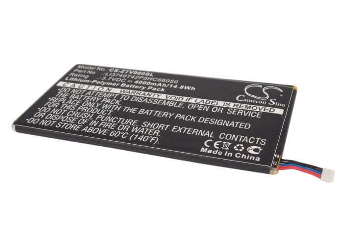 3.7V, Li-Polymer, 4000mAh, Tablet battery fits Zte, Li3740t42p5hc66050, P98t, T98, 14.80Wh Tablet Cameron Sino Technology Limited