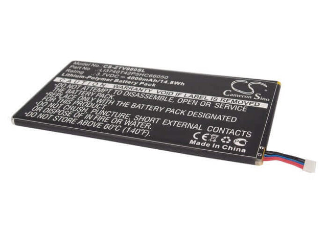 3.7V, Li-Polymer, 4000mAh, Tablet battery fits Zte, Li3740t42p5hc66050, P98t, T98, 14.80Wh Tablet Cameron Sino Technology Limited