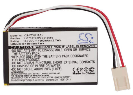 3.7V, Li-ion, 1000mAh, Cordless Phone battery fits Zte, Li3710t42p3s543556, U110, U116, 3.7Wh Cordless Phone Cameron Sino Technology Limited (Cordless Phone)
