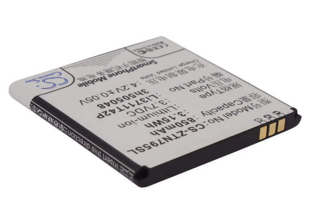 3.7V, Li-ion, 850mAh, SmartPhone battery fits Zte, Li3711t42p3h505048, N795, U791, 3.15Wh Mobile, SmartPhone Cameron Sino Technology Limited (Suspended)