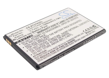 3.7V, Li-ion, 1000mAh, SmartPhone battery fits Zte, Li3711t42p3h644440, U793, 3.7Wh Mobile, SmartPhone Cameron Sino Technology Limited (Smartphone)