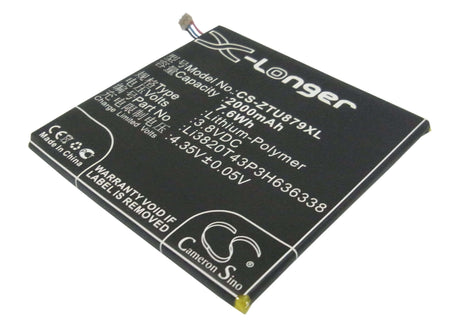 3.8V, Li-Polymer, 2000mAh, SmartPhone battery fits Zte, Li3820t43p3h636338, A75, Blade L2, 7.6Wh Mobile, SmartPhone Cameron Sino Technology Limited (Smartphone)