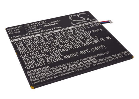 3.7V, Li-Polymer, 6800mAh, Tablet battery fits Zte, Li3768t42p5hc8b645, V11, V11a, 25.16Wh Tablet Cameron Sino Technology Limited