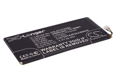 3.7V, Li-Polymer, 3400mAh, Tablet battery fits Zte, Li3734t42p5hc66045, V72, V72a, 12.58Wh Tablet Cameron Sino Technology Limited