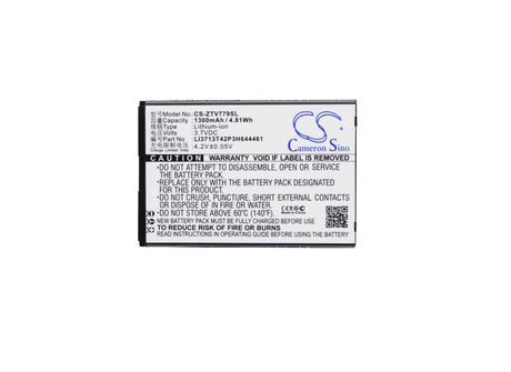 3.7V, Li-ion, 1300mAh, SmartPhone battery fits Zte, Li3713t42p3h644461, Dtac Joey Jump 2, V779, 4.81Wh Mobile, SmartPhone Cameron Sino Technology Limited (Suspended)
