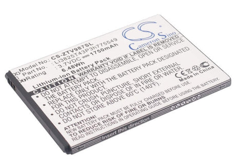 Battery For Zte V987, N919, V967s 3.7v, 1750mah - 6.48wh Mobile, SmartPhone Cameron Sino Technology Limited (Suspended)