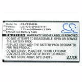 Battery For Zte X500, Score 3.7v, 1000mah - 3.70wh Batteries for Electronics Cameron Sino Technology Limited (Suspended)   