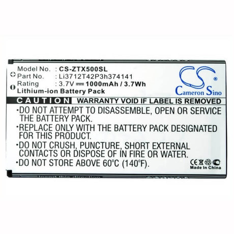 Battery For Zte X500, Score 3.7v, 1000mah - 3.70wh Batteries for Electronics Cameron Sino Technology Limited (Suspended)   