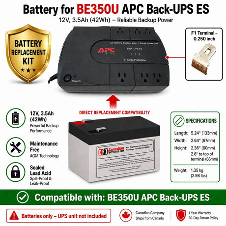 Be350u Apc Back UPS Es Battery, 1 x 12V 3.5Ah UPS Batteries CB Range