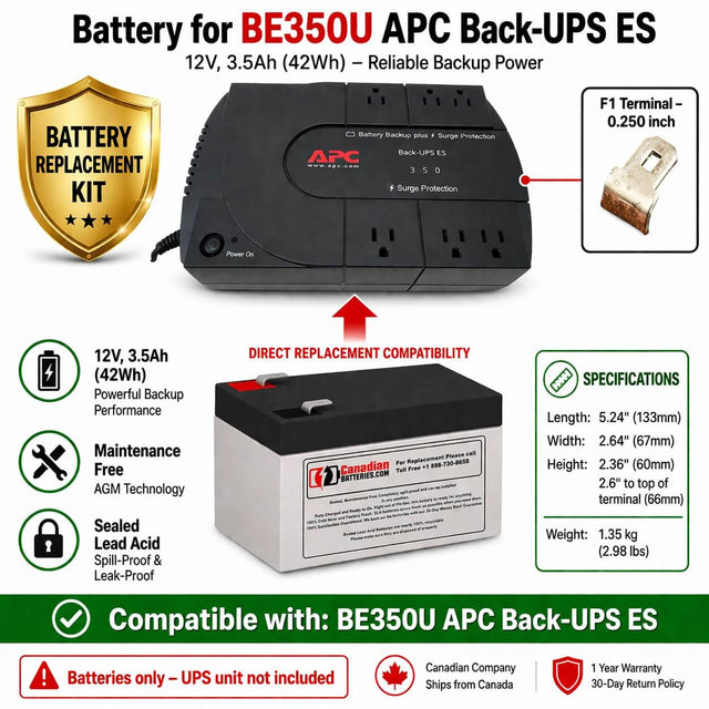 Be350u Apc Back UPS Es Battery, 1 x 12V 3.5Ah UPS Batteries CB Range